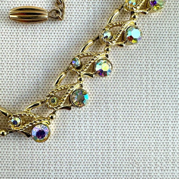 Vintage Aurora Borealis Gold Choker - Picture 5 of 7